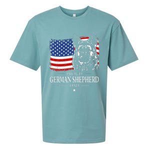 Proud German Shepherd Dad American Flag Patriotic Dog Gift Sueded Cloud Jersey T-Shirt