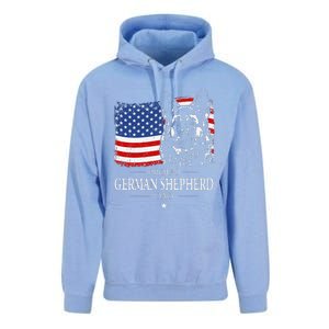 Proud German Shepherd Dad American Flag Patriotic Dog Gift Unisex Surf Hoodie