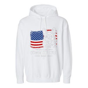 Proud German Shepherd Dad American Flag Patriotic Dog Gift Garment-Dyed Fleece Hoodie