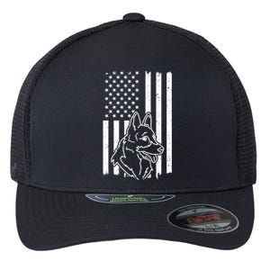 Patriotic Ger Shepherd American Flag Dog Lover Gift Flexfit Unipanel Trucker Cap