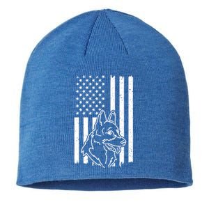 Patriotic Ger Shepherd American Flag Dog Lover Gift Sustainable Beanie