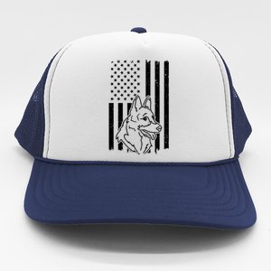 Patriotic Ger Shepherd American Flag Dog Lover Gift Trucker Hat