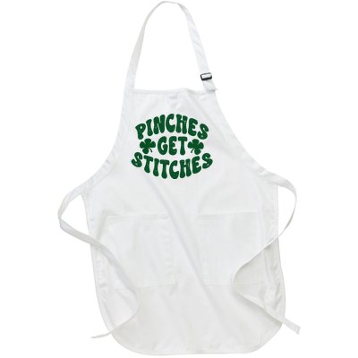 Pinches Get Stitches Funny St Patrick's Day Full-Length Apron With Pockets