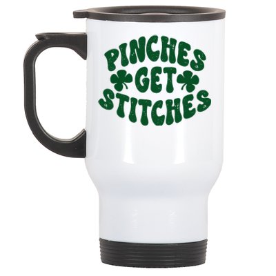 Pinches Get Stitches Funny St Patrick's Day Stainless Steel Travel Mug