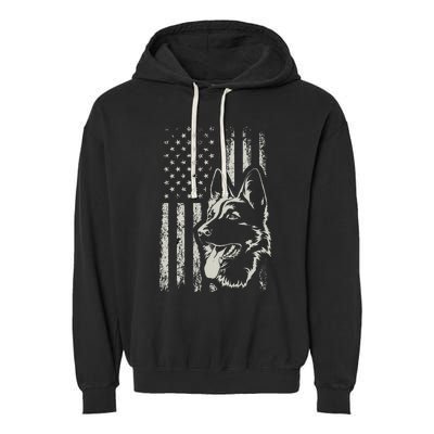 Patriotic German Shepherd AMERICAN FLAG 4th Of July Shepherd Garment-Dyed Fleece Hoodie