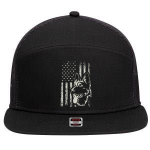 Patriotic German Shepherd AMERICAN FLAG 4th Of July Shepherd 7 Panel Mesh Trucker Snapback Hat