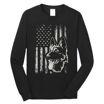 Patriotic German Shepherd AMERICAN FLAG 4th Of July Shepherd Long Sleeve Shirt