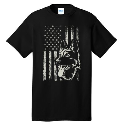 Patriotic German Shepherd AMERICAN FLAG 4th Of July Shepherd Tall T-Shirt