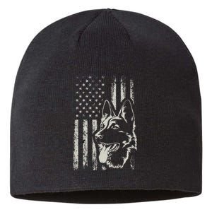 Patriotic German Shepherd AMERICAN FLAG 4th Of July Shepherd Sustainable Beanie