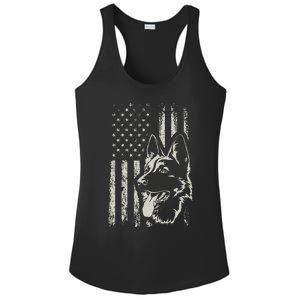 Patriotic German Shepherd AMERICAN FLAG 4th Of July Shepherd Ladies PosiCharge Competitor Racerback Tank