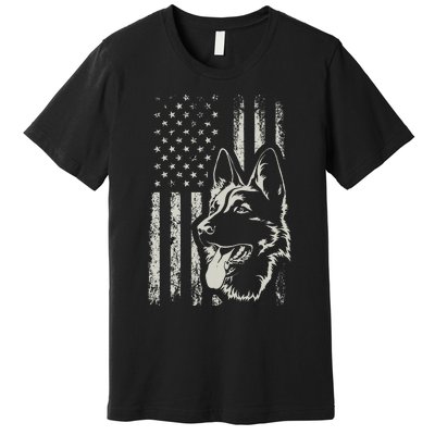 Patriotic German Shepherd AMERICAN FLAG 4th Of July Shepherd Premium T-Shirt