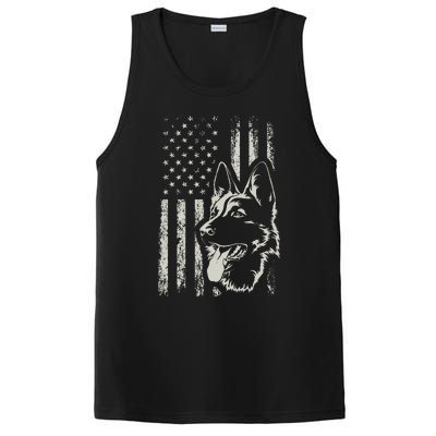 Patriotic German Shepherd AMERICAN FLAG 4th Of July Shepherd PosiCharge Competitor Tank