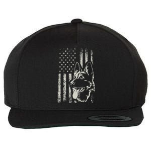 Patriotic German Shepherd AMERICAN FLAG 4th Of July Shepherd Wool Snapback Cap