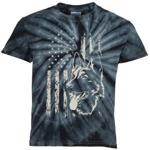 Patriotic German Shepherd AMERICAN FLAG 4th Of July Shepherd Kids Tie-Dye T-Shirt