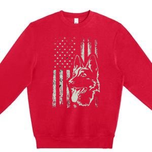 Patriotic German Shepherd AMERICAN FLAG 4th Of July Shepherd Premium Crewneck Sweatshirt