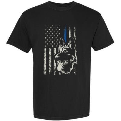 Patriotic German Shepherd K9 Unit Thin Blue Line Police Gift Garment-Dyed Heavyweight T-Shirt