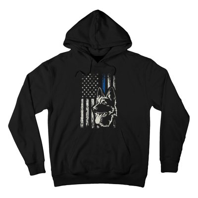 Patriotic German Shepherd K9 Unit Thin Blue Line Police Gift Hoodie