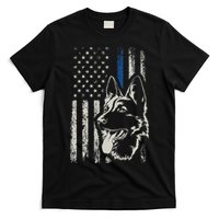 Patriotic German Shepherd K9 Unit Thin Blue Line Police Gift T-Shirt