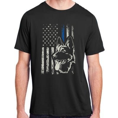 Patriotic German Shepherd K9 Unit Thin Blue Line Police Gift Adult ChromaSoft Performance T-Shirt