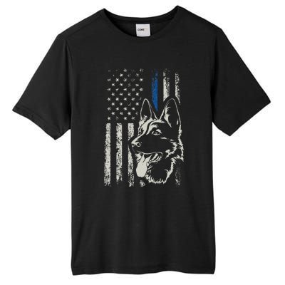 Patriotic German Shepherd K9 Unit Thin Blue Line Police Gift Tall Fusion ChromaSoft Performance T-Shirt