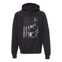 Patriotic German Shepherd K9 Unit Thin Blue Line Police Gift Premium Hoodie