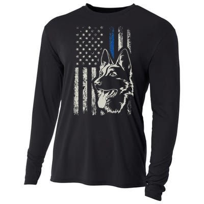 Patriotic German Shepherd K9 Unit Thin Blue Line Police Gift Cooling Performance Long Sleeve Crew