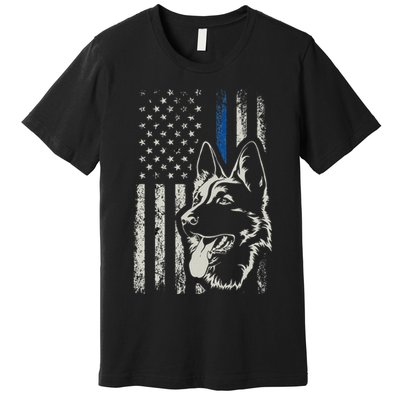 Patriotic German Shepherd K9 Unit Thin Blue Line Police Gift Premium T-Shirt