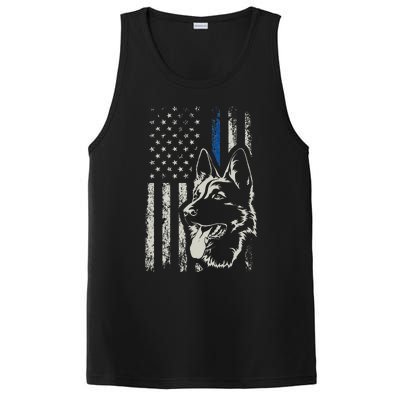 Patriotic German Shepherd K9 Unit Thin Blue Line Police Gift PosiCharge Competitor Tank