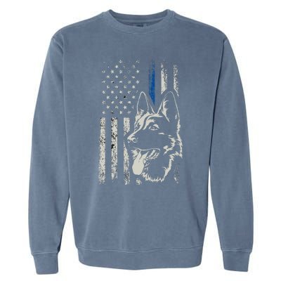 Patriotic German Shepherd K9 Unit Thin Blue Line Police Gift Garment-Dyed Sweatshirt