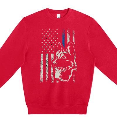 Patriotic German Shepherd K9 Unit Thin Blue Line Police Gift Premium Crewneck Sweatshirt