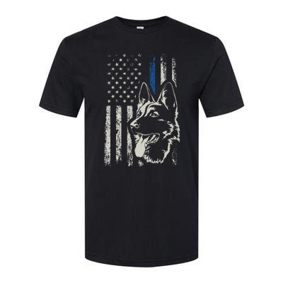 Patriotic German Shepherd K9 Unit Thin Blue Line Police Gift Softstyle CVC T-Shirt