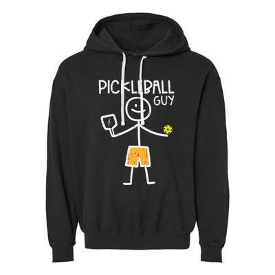 Pickleball Guy Stickman Pickle Ball Garment-Dyed Fleece Hoodie
