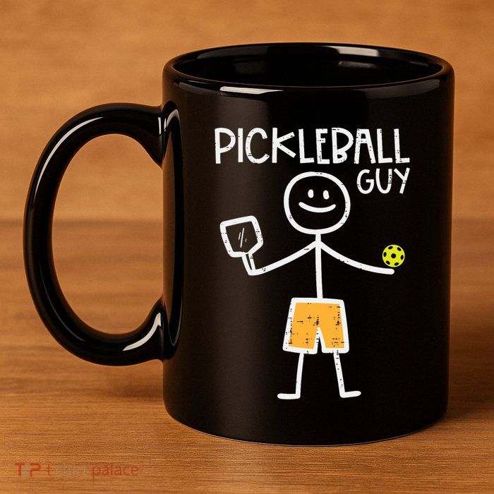 Pickleball Guy Stickman Pickle Ball 11oz C Handle Ceramic Mug