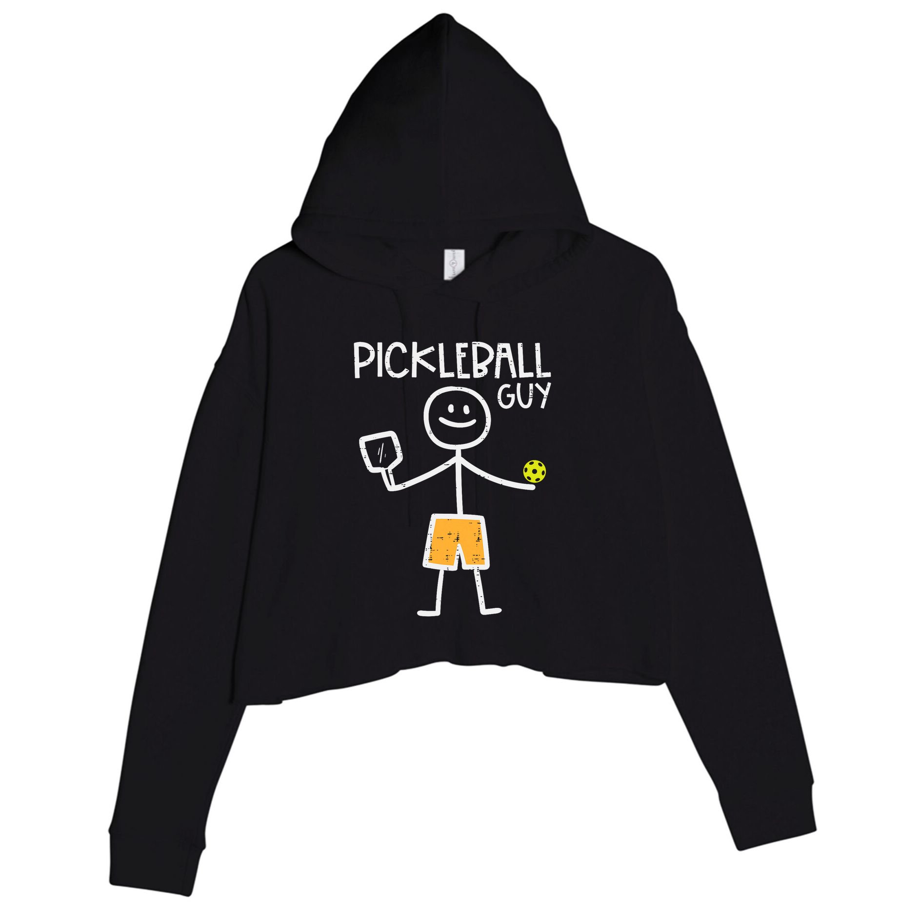 Pickleball Guy Stickman Pickle Ball Crop Fleece Hoodie