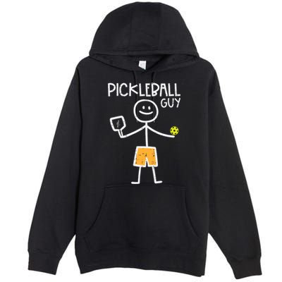 Pickleball Guy Stickman Pickle Ball Premium Pullover Hoodie