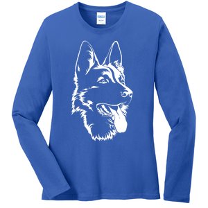 Portrait Ger Shepherd For Dog Owners Gift Ladies Long Sleeve Shirt