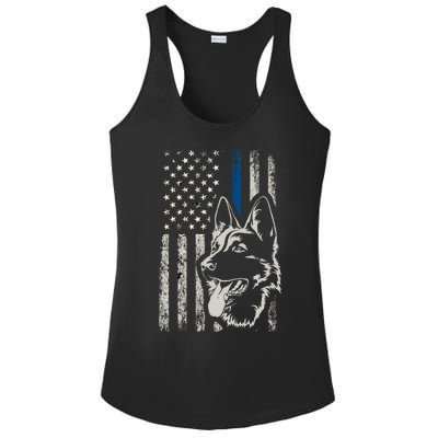 Patriotic Ger Shepherd K9 Unit Thin Blue Line Police Gift Funny Gift Ladies PosiCharge Competitor Racerback Tank