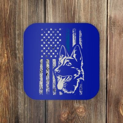 Patriotic Ger Shepherd K9 Unit Thin Blue Line Police Gift Funny Gift Coaster