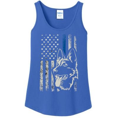 Patriotic Ger Shepherd K9 Unit Thin Blue Line Police Gift Funny Gift Ladies Essential Tank