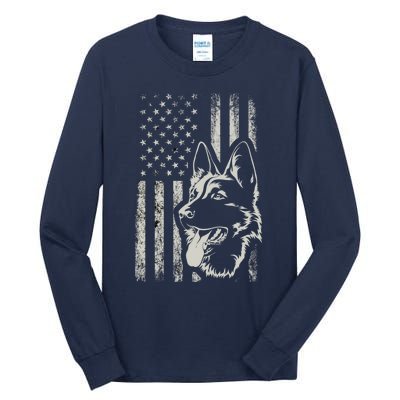 Patriotic German Shepherd AMERICAN FLAG 4th Of July Shepherd Tall Long Sleeve T-Shirt