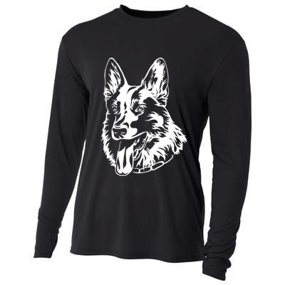 Portrait Ger Shepherd For Dog Owners Gift Cooling Performance Long Sleeve Crew
