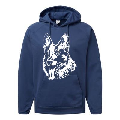 Portrait Ger Shepherd For Dog Owners Gift Performance Fleece Hoodie