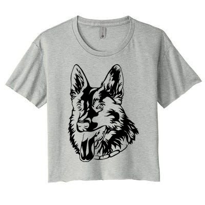 Portrait Ger Shepherd For Dog Owners Gift Women's Crop Top Tee