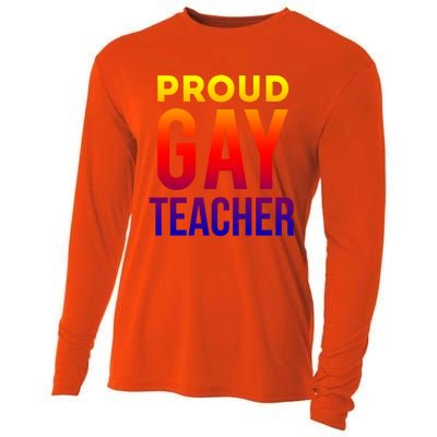 Proud Gay Teacher Lgbtq Rainbow Graduation Appreciation Gift Cooling Performance Long Sleeve Crew