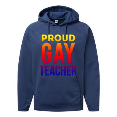 Proud Gay Teacher Lgbtq Rainbow Graduation Appreciation Gift Performance Fleece Hoodie