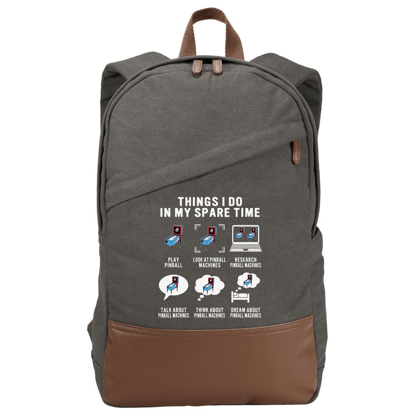 Pinball Gamer Things I Do In My Spare Time Pinball Player Cotton Canvas Backpack