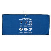 Pinball Gamer Things I Do In My Spare Time Pinball Player Large Microfiber Waffle Golf Towel