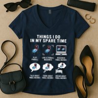 Pinball Gamer Things I Do In My Spare Time Pinball Player Women's V-Neck T-Shirt