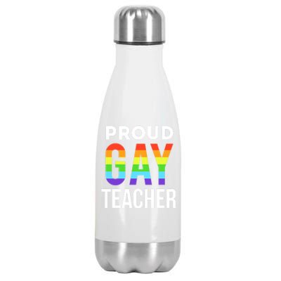 Proud Gay Teacher Lgbtq Rainbow Graduation Appreciation Cute Gift Stainless Steel Insulated Water Bottle