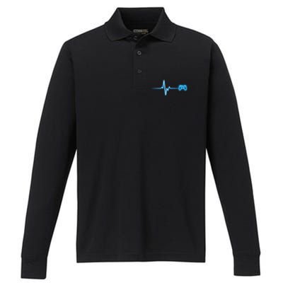 Pop Game Threads Gamer Heartbeat Ps Video Game Controller Gift Performance Long Sleeve Polo